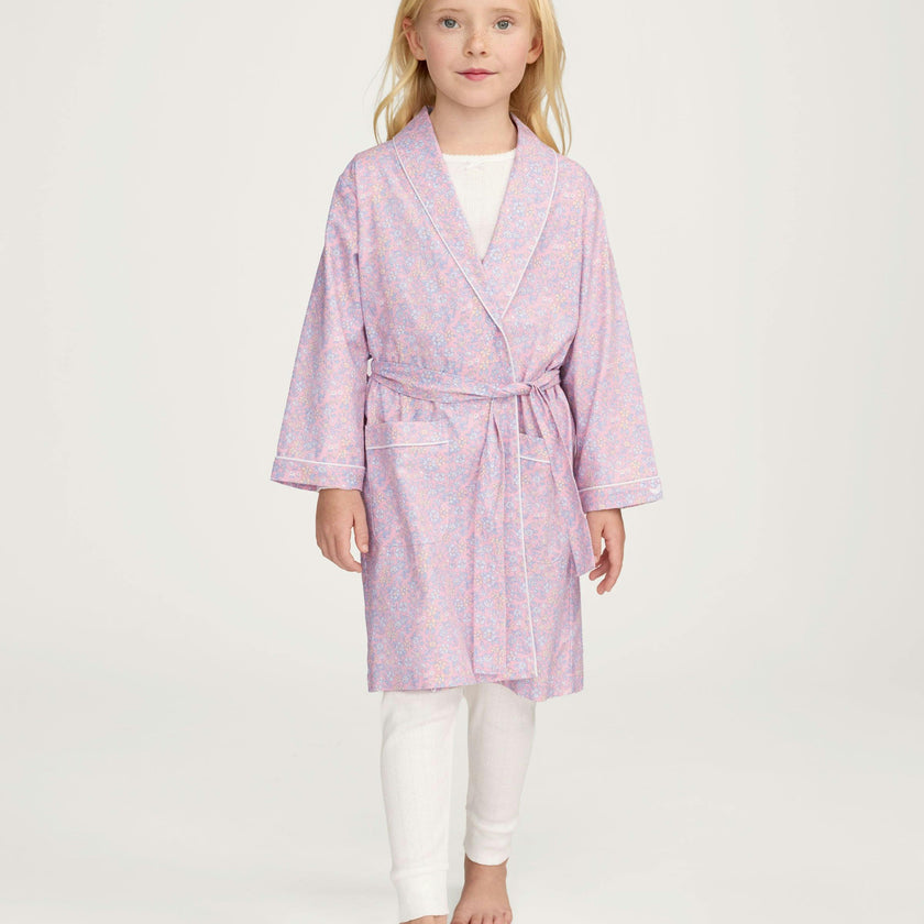 Kid's Twill Robe in Fleur Blush