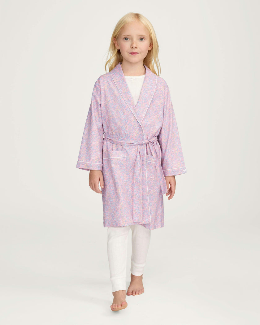 Kid's Twill Robe in Fleur Blush