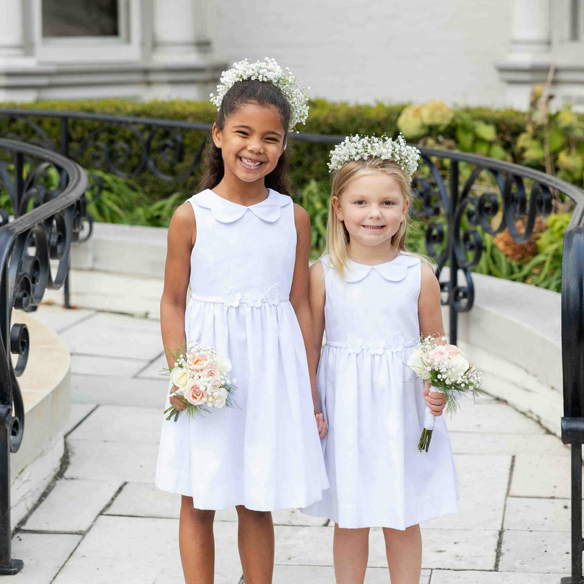 White Pique Flower Dress