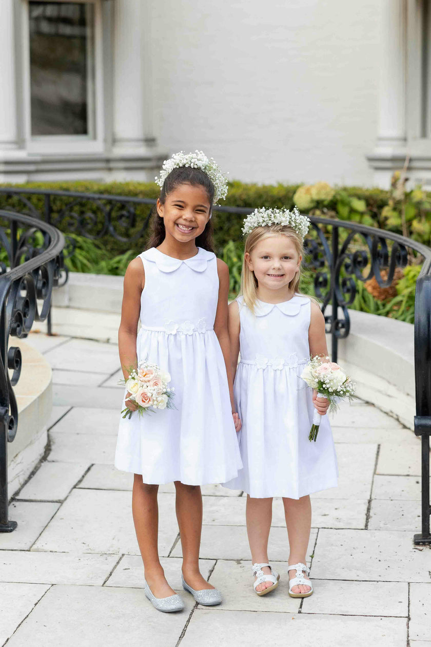 White Pique Flower Dress