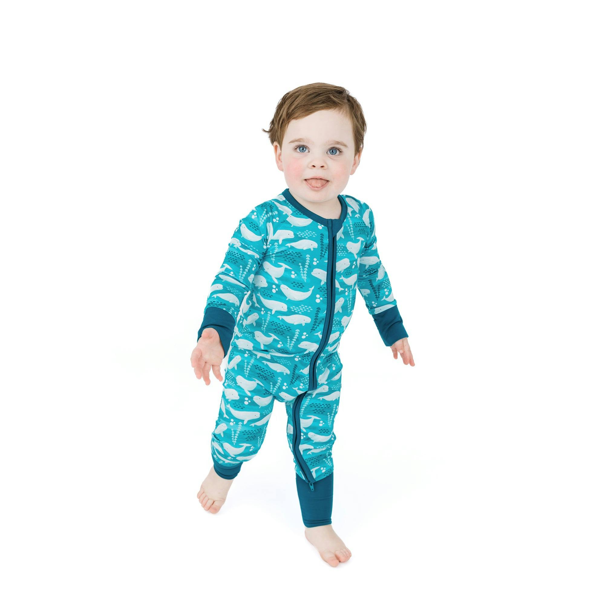 Beluga Whale Bamboo Convertible Footie Romper
