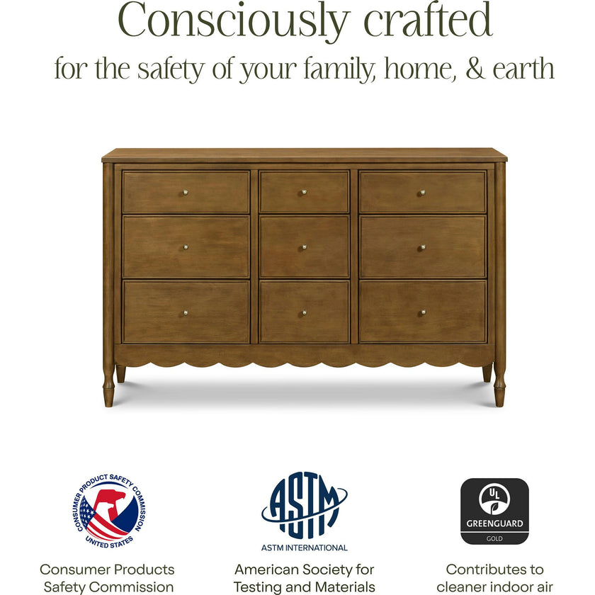 Ambrosia 9-Drawer Assembled Dresser in Natural Walnut