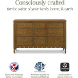 Ambrosia 9-Drawer Assembled Dresser in Natural Walnut