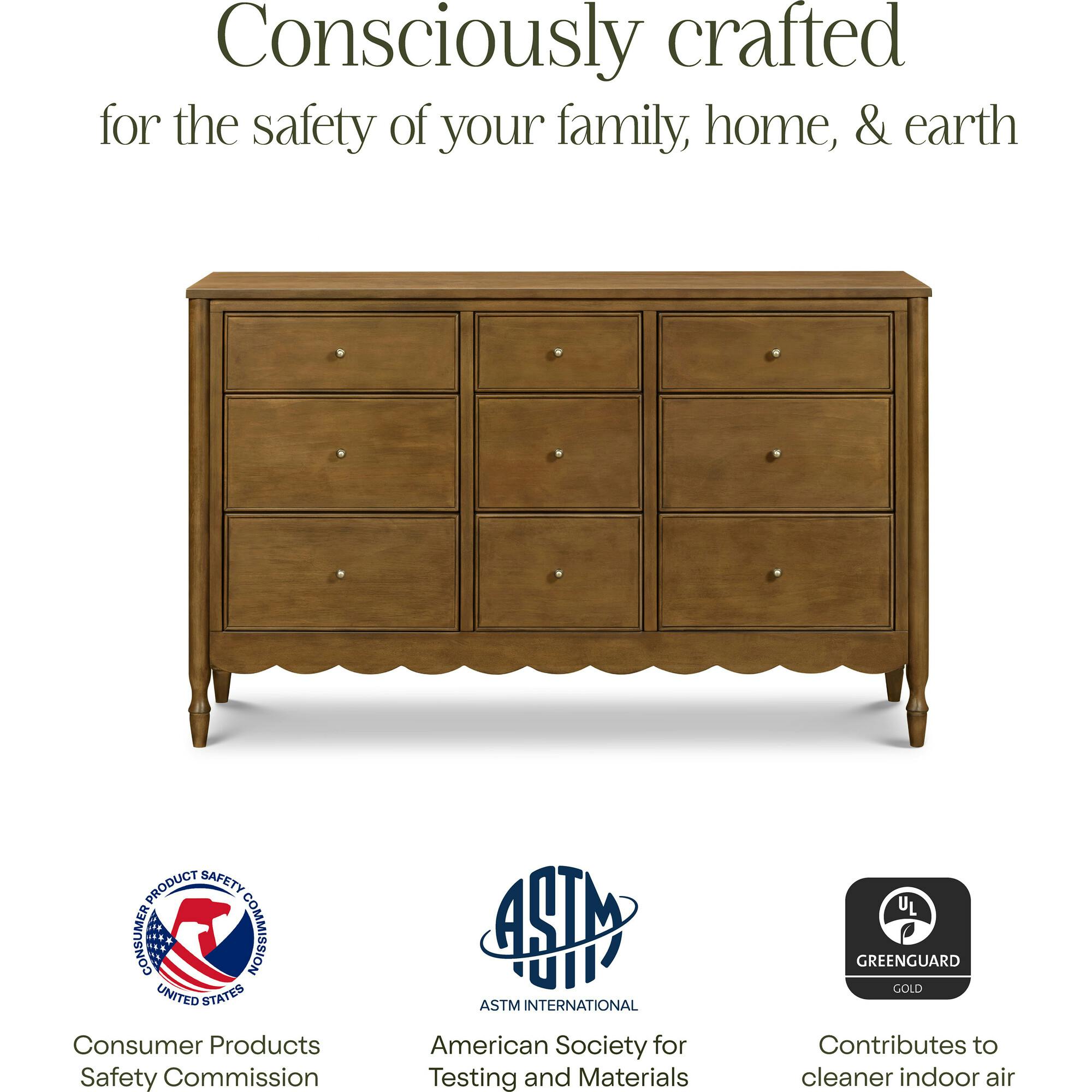 Ambrosia 9-Drawer Assembled Dresser in Natural Walnut