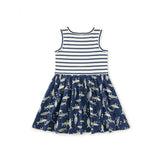 Print Mix Tank Skirted Dress, Blockprint Sardines