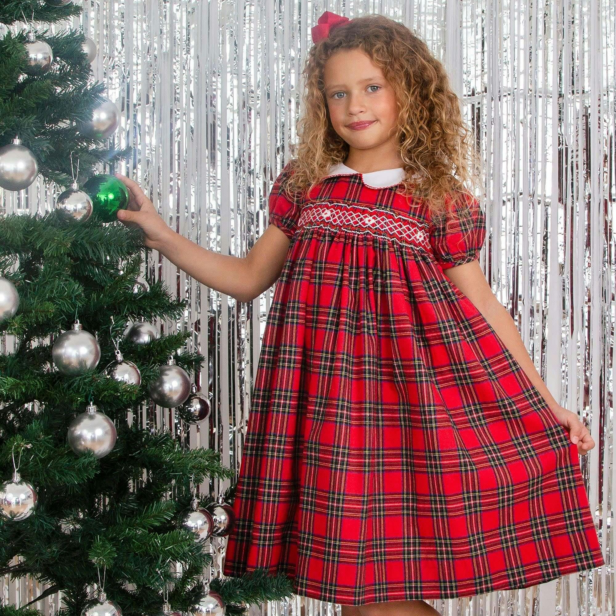 Lottie Hand Smocked Plaid Dress