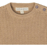 Organic Long Sleeve Crewneck Sweater with Buttons, Beige