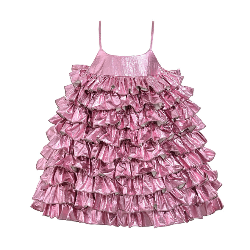 Pink Valeriane Tiered Ruffle Dress