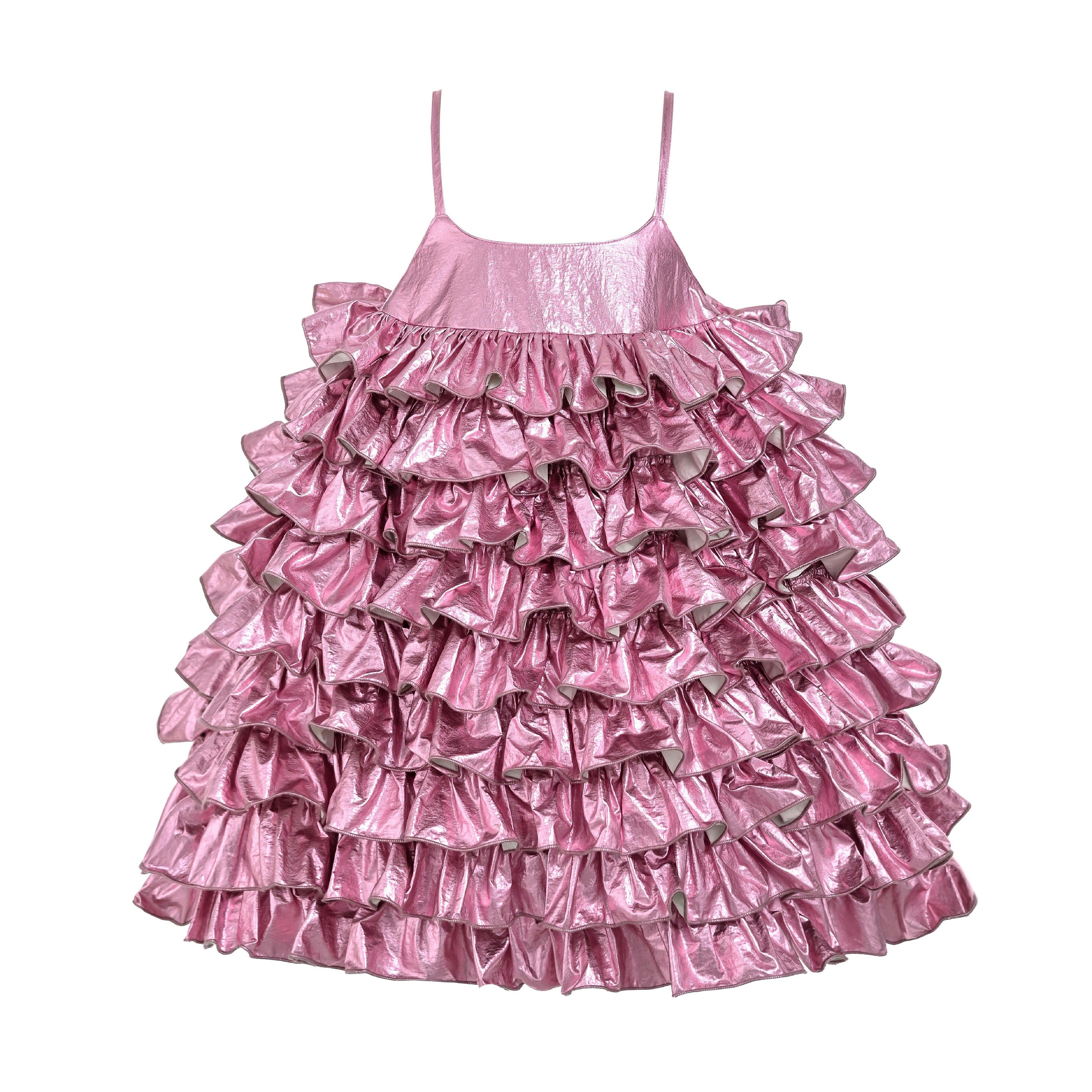Pink Valeriane Tiered Ruffle Dress