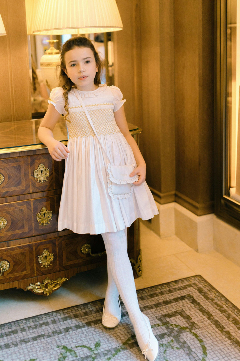 Colombe Gold Silk Ceremony Girl Dress