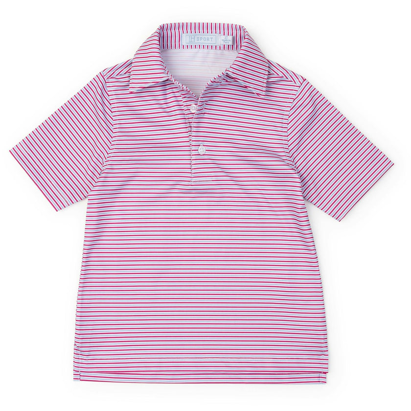 Will Boys' Performance Polo by LH Sport - Club Stripe Berry Blue