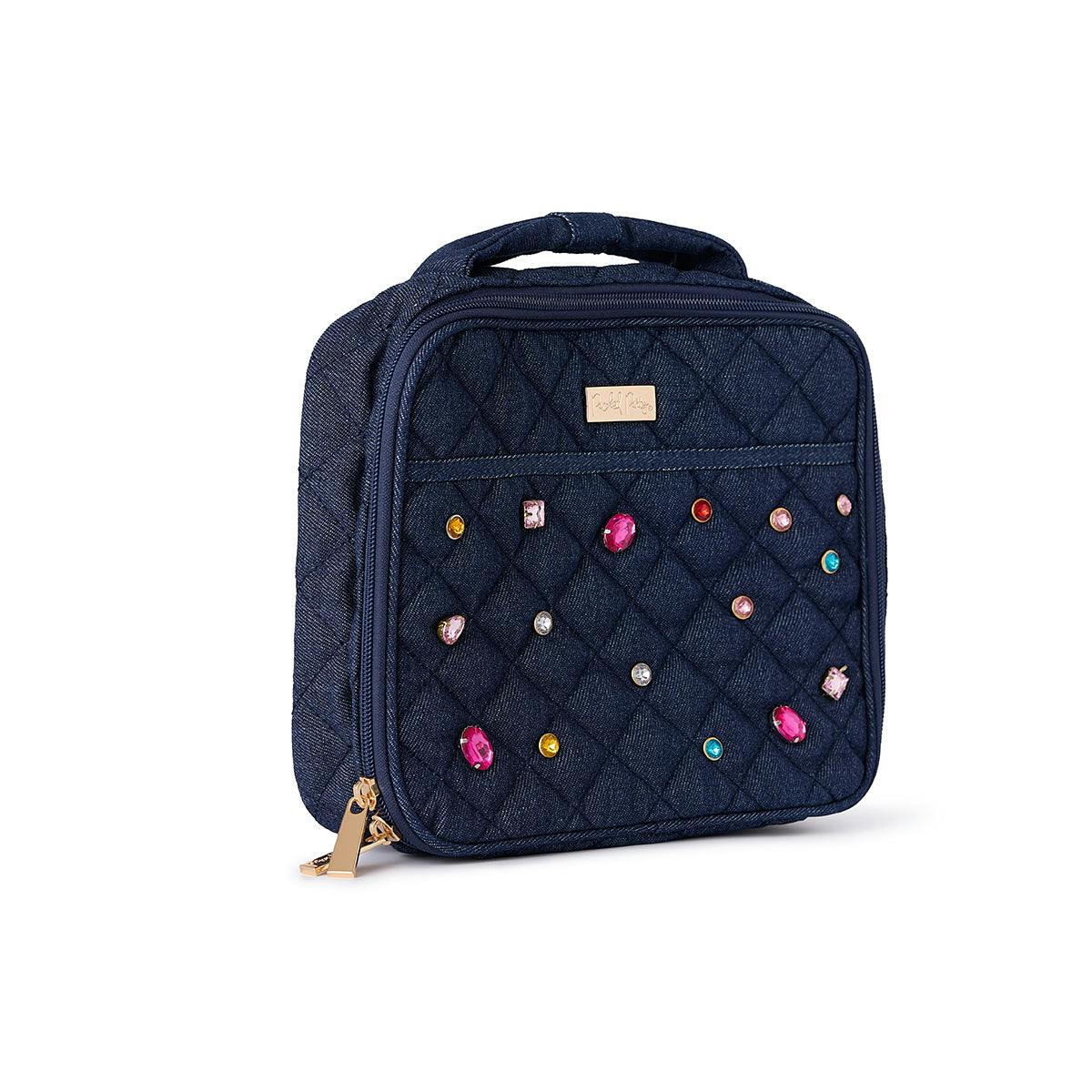 Denim and Multi-color Gemstones Lunchbox by Packed Party | Girl's Lunch Box with Anti-Microbial Lining