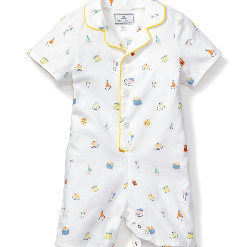 Baby's Twill Summer Romper in Birthday Wishes