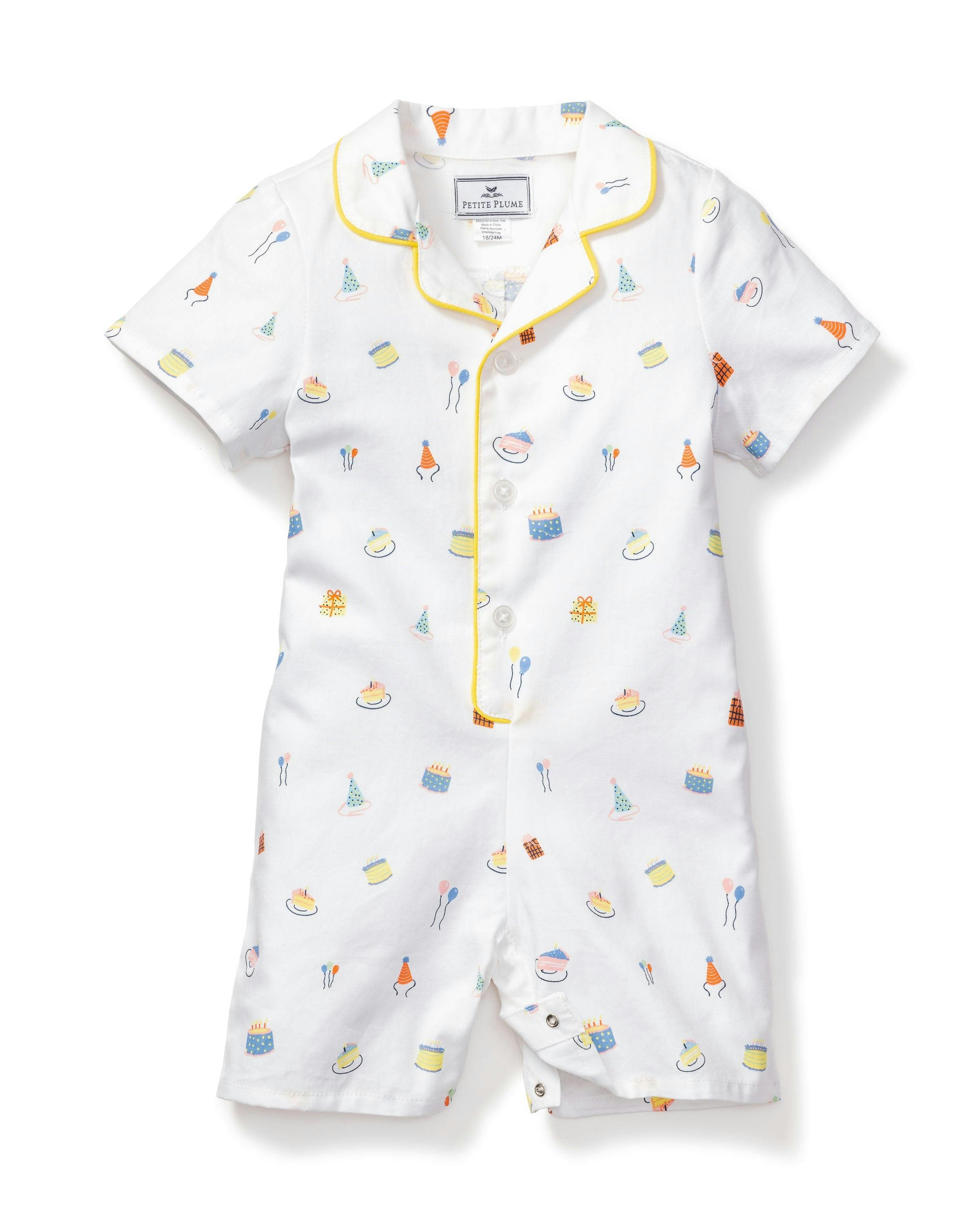 Baby's Twill Summer Romper in Birthday Wishes