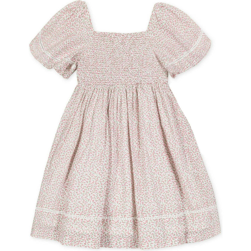 Organic Smocked Bell Sleeve Dress, Pink