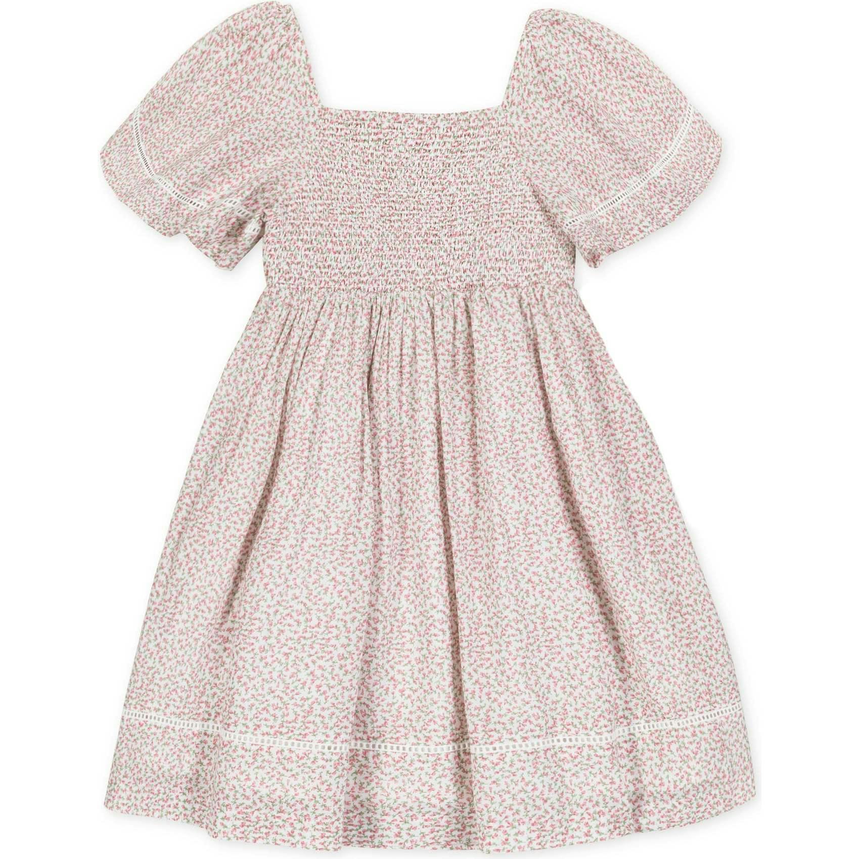 Organic Smocked Bell Sleeve Dress, Pink