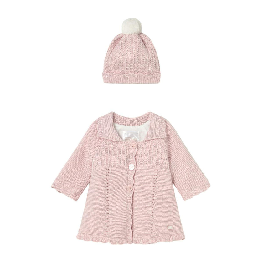 Newborn Girl Knit Coat with Hood