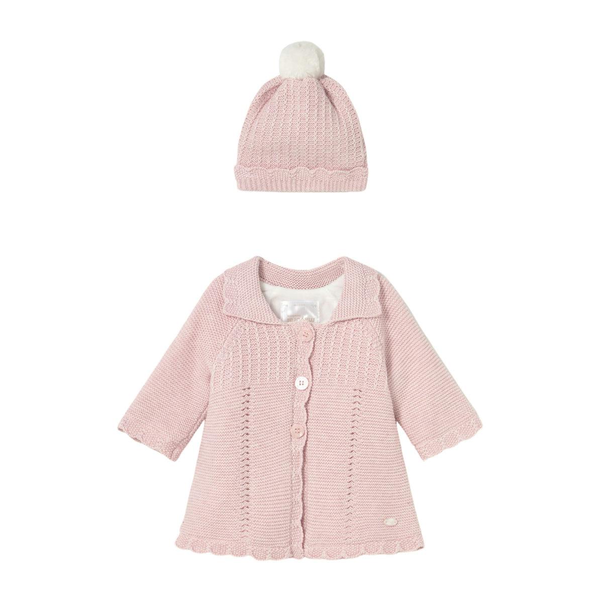 Newborn Girl Knit Coat with Hood