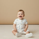Organic Short Zip Romper - Coastal