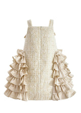 Cream Ruffle Cascade Bow Dress