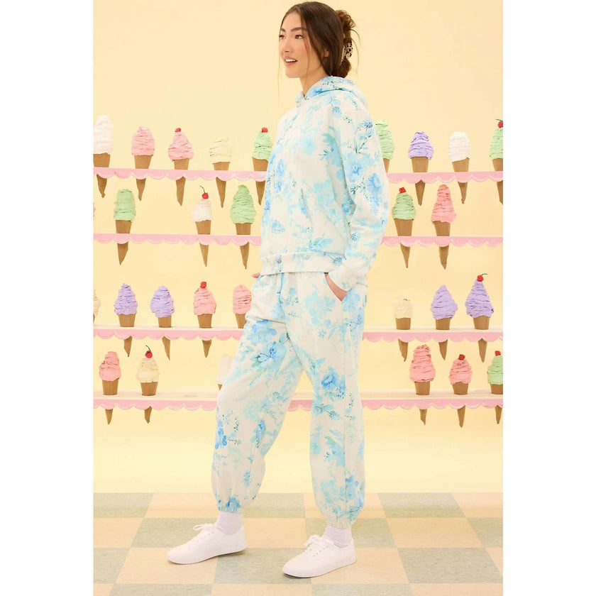 Kian Jogger Sweatpants in Blue Aquarelle Fleur
