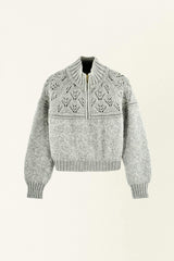 Klosters Pointelle Knit Half Zip in Feather