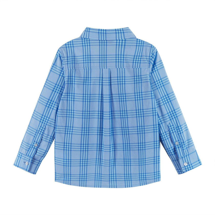 Boys 4-Piece Vest Set | Aqua & Grey Plaid