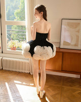 Black Almendra Floral Strapless Dress