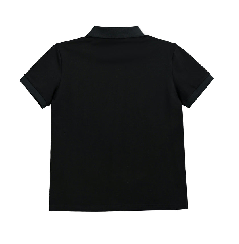 Black Polo Shirt with Grey Trim