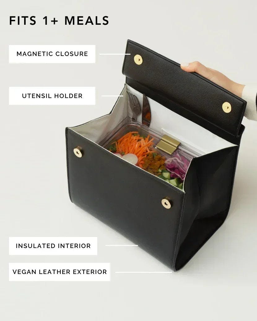 Medium Stylish, Chic Insulated Lunchbox, Black