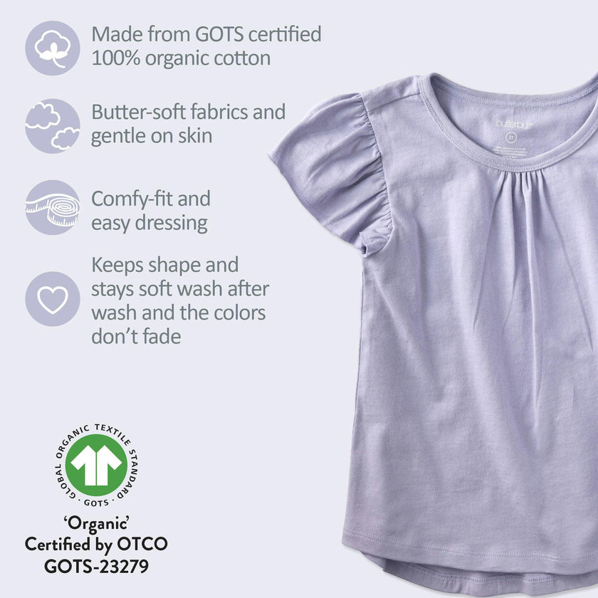 ROSE 5-Pack Ruffle Shoulder Short Sleeve T-shirts