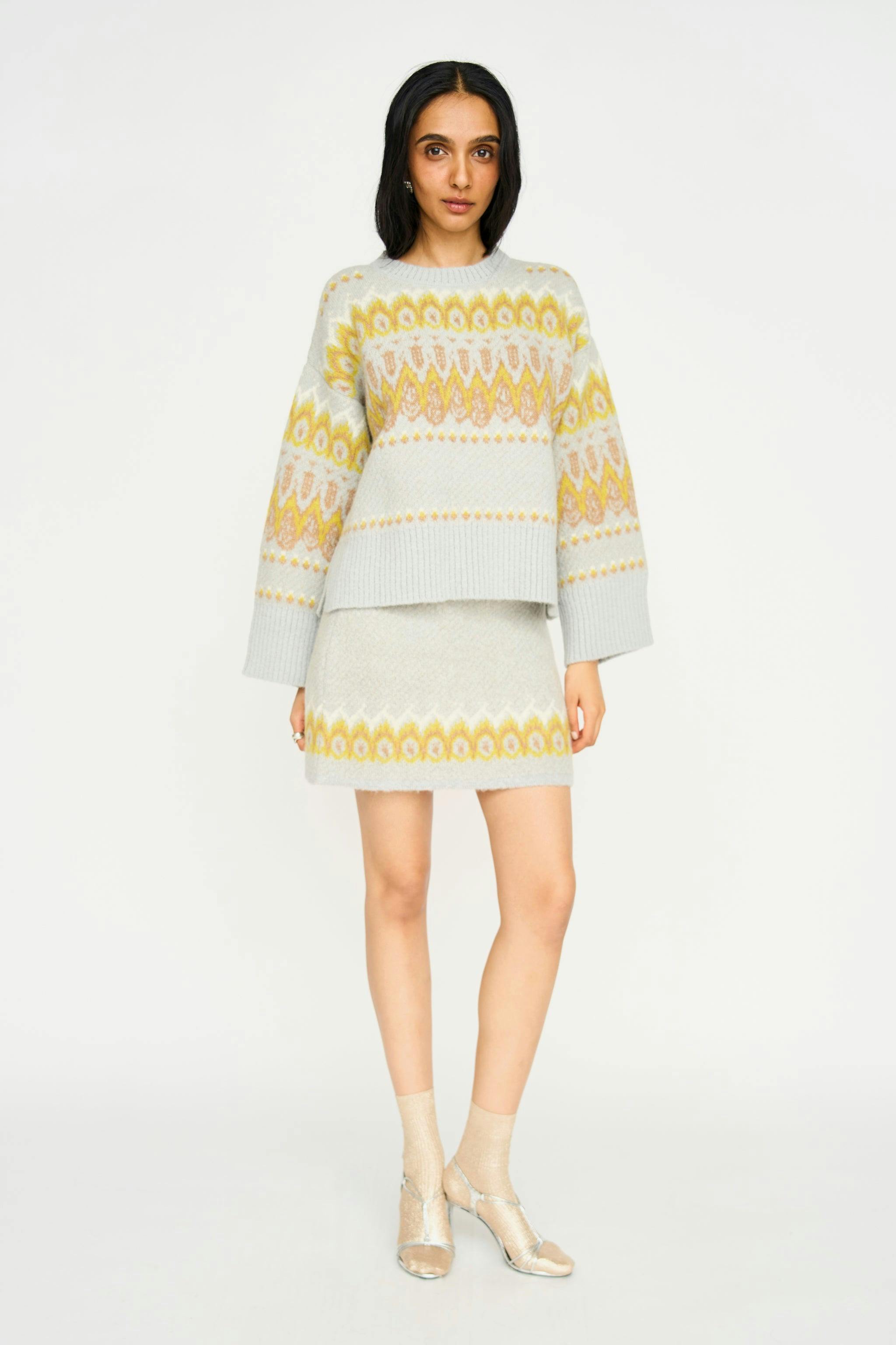 Salida Brushed Fairisle Sweater in Snowdrift