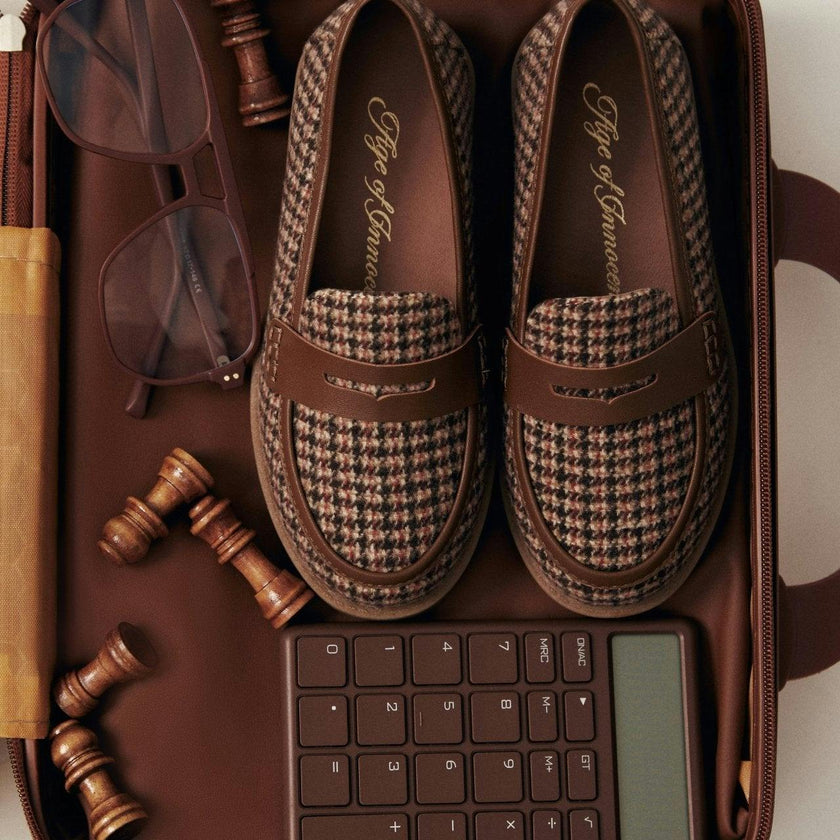 Paula Wool Plaid Chunky Sole Penny Loafers