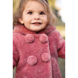 TARTINE ET CHOCOLAT Faux Fur Hooded Baby Coat, Dusty Pink