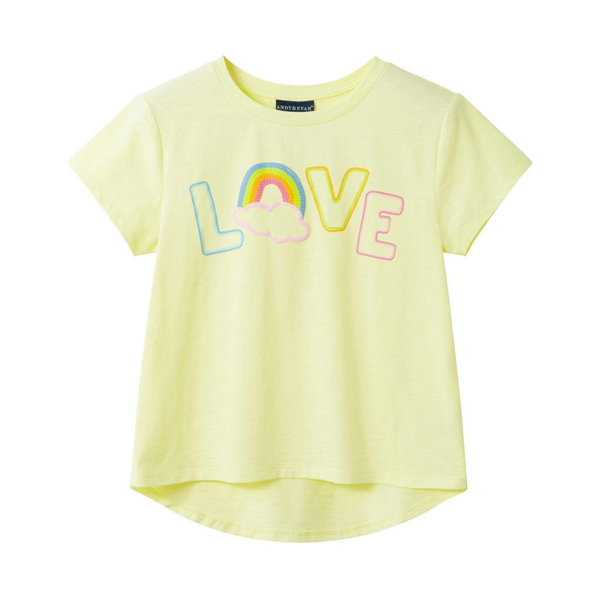 Tween Girls Emroidered Tee | Rainbow Love