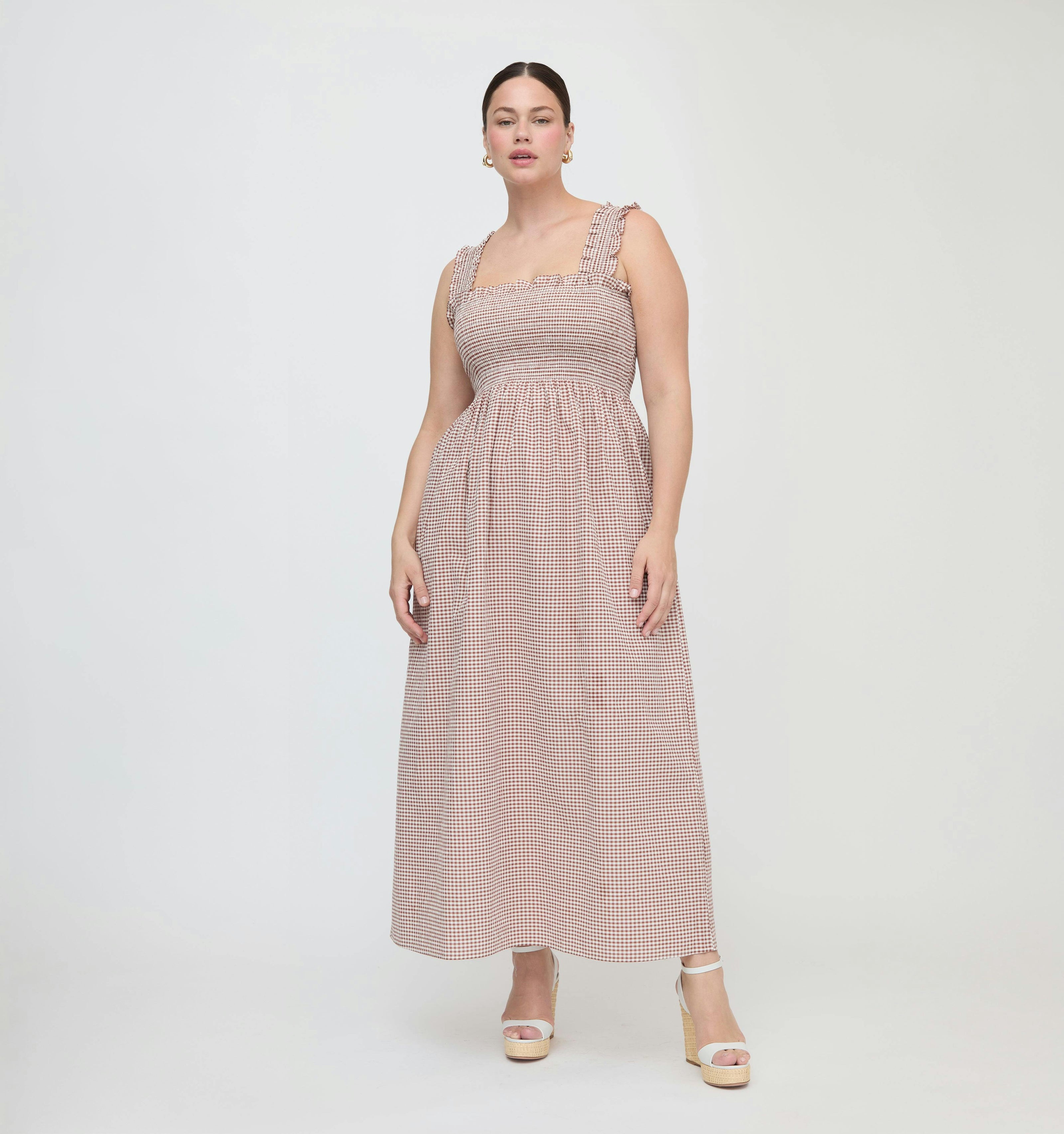 The Ashlyn Nap Dress - Cognac Gingham