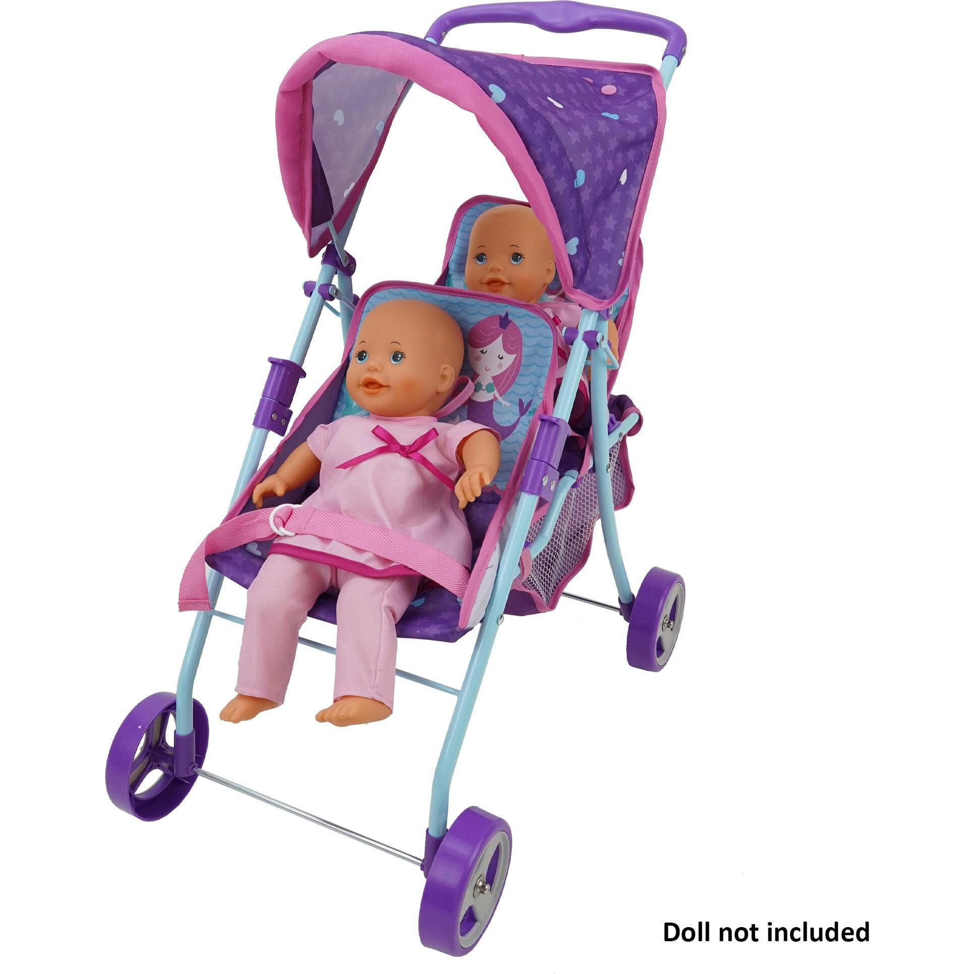 509 Mermaid Twin Doll Stroller - Purple & Teal