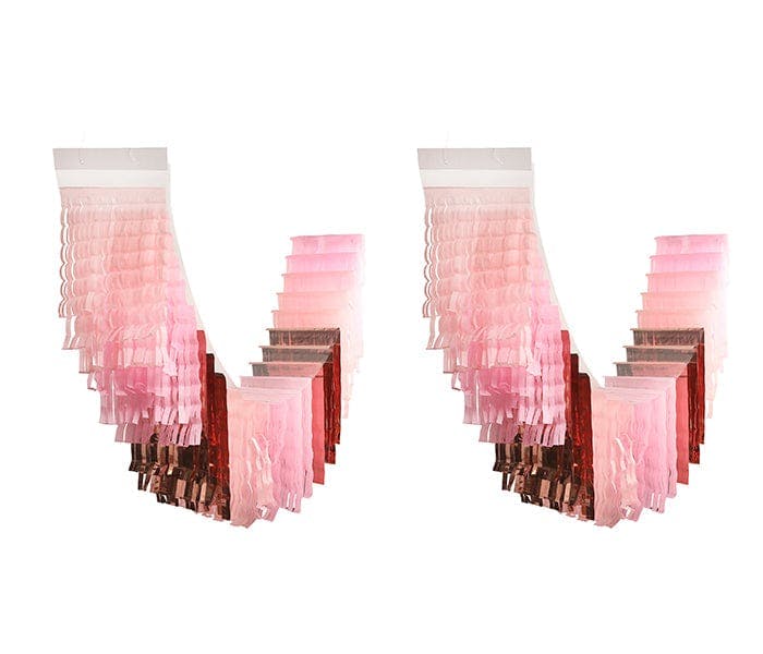 Packed Party Pretty in Pink Fringe Canopy Banners Set of 2 - Metallic and Pink Cascading Fringe Party Banners for Birthdays, Bachelorettes, and Celebrations