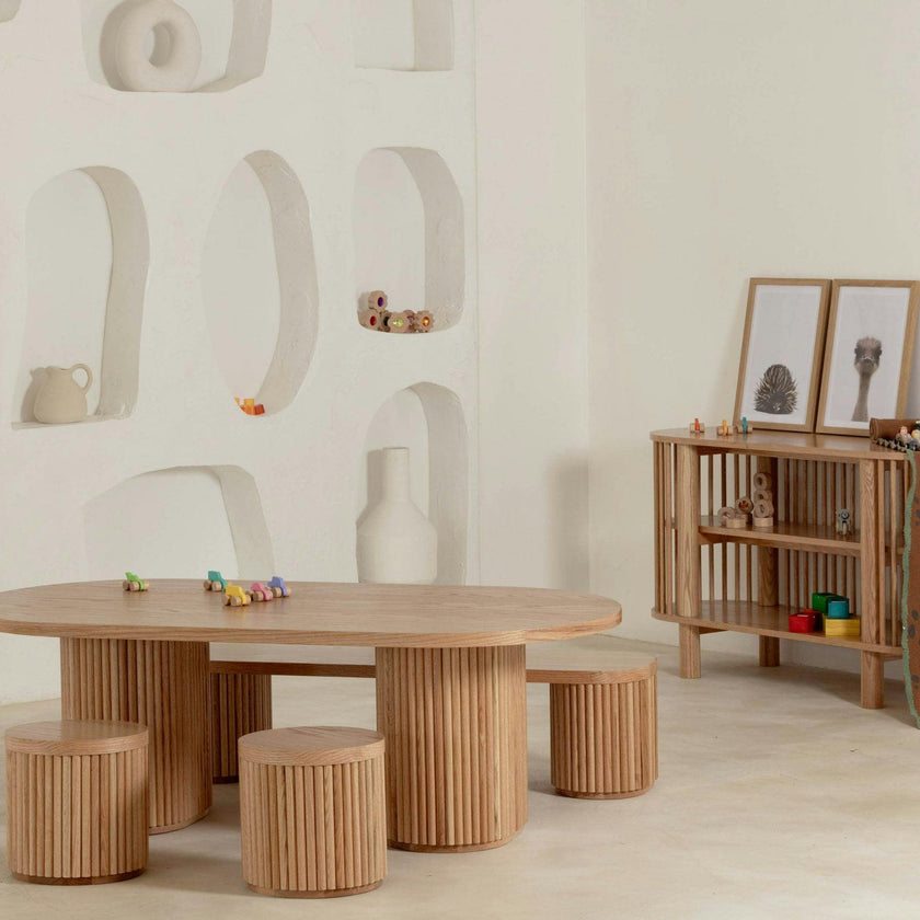 Fluted Oval Kids Table – Solid European Oak Activity Table