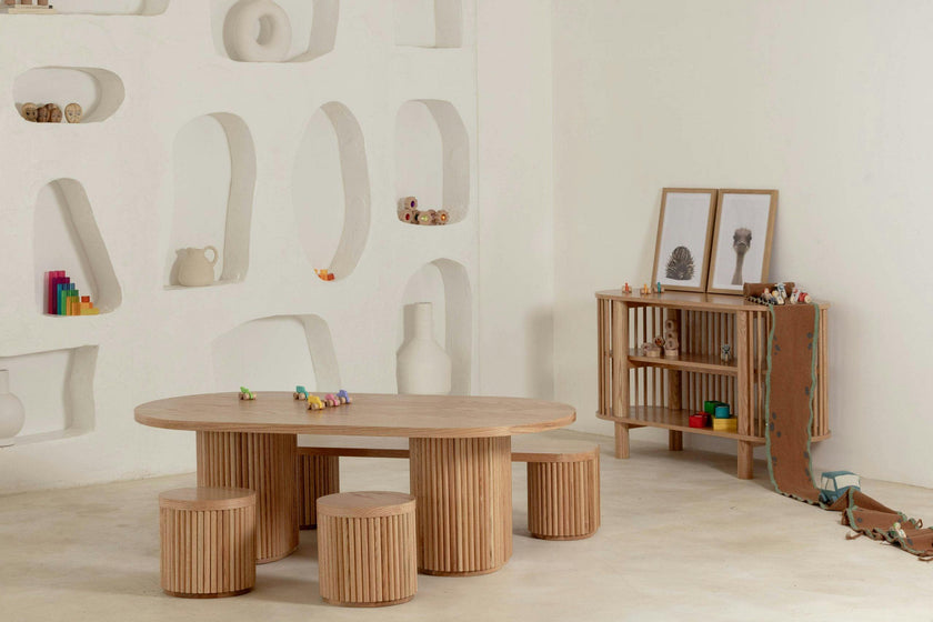 Fluted Oval Kids Table – Solid European Oak Activity Table