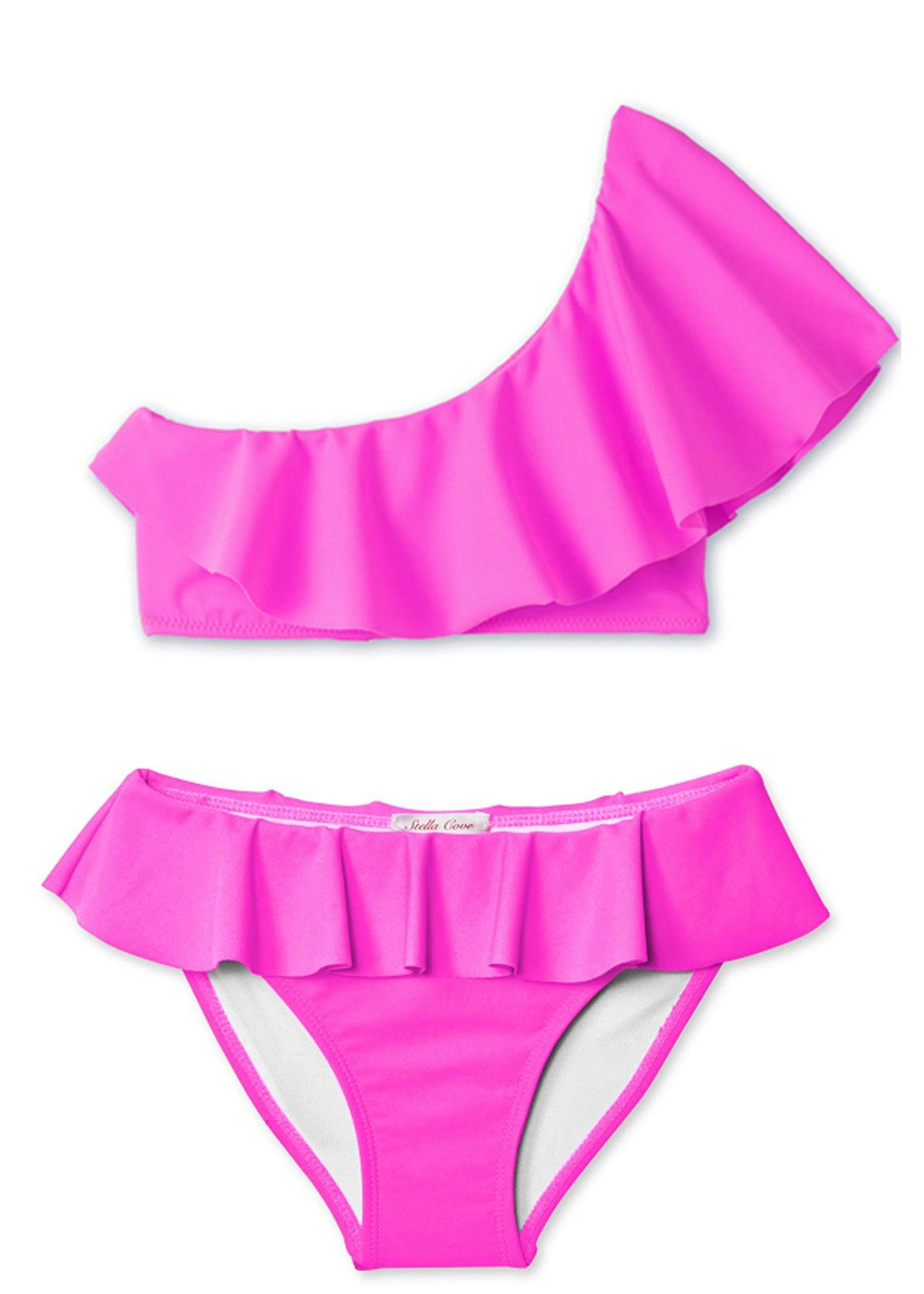One Shoulder Ruffle Bikini