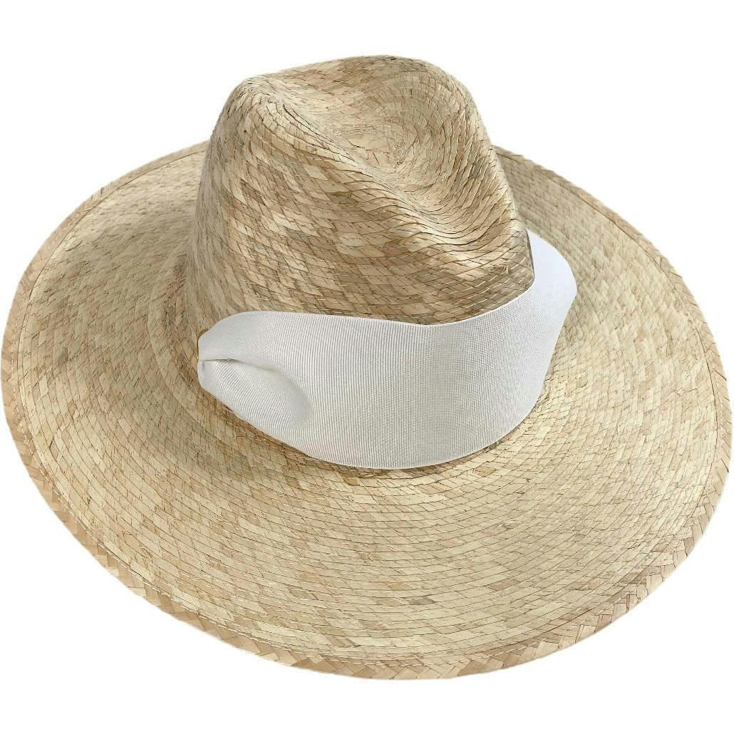 Zinnia Sun Hat - Wide & Short White Tennis & Croquet Ribbon