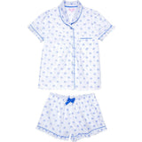 Women's Blue Palm Tree Short PJ Set - Organic Cotton Poplin