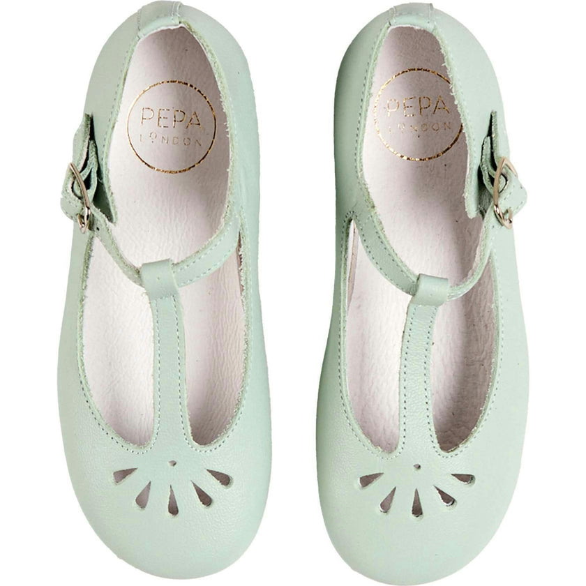 Petal Detail Charlotte Shoes in Mint (21-36EU)