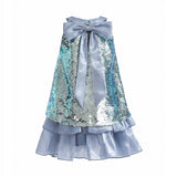 Blue Sylvara Sequin Ruffle Skirt Set