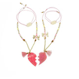 Best Friends Besties Forever Pink Glitter Pearl Necklaces