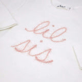"lil sis" Pink Sparkle Embroidered Two Piece Set