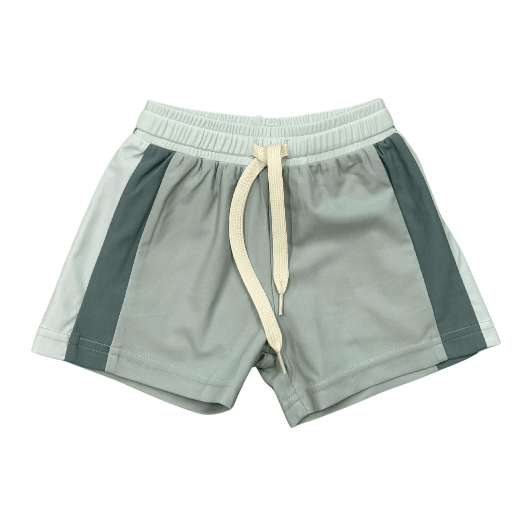 Boys Colorblock Swim Shorts in Aqua Grey