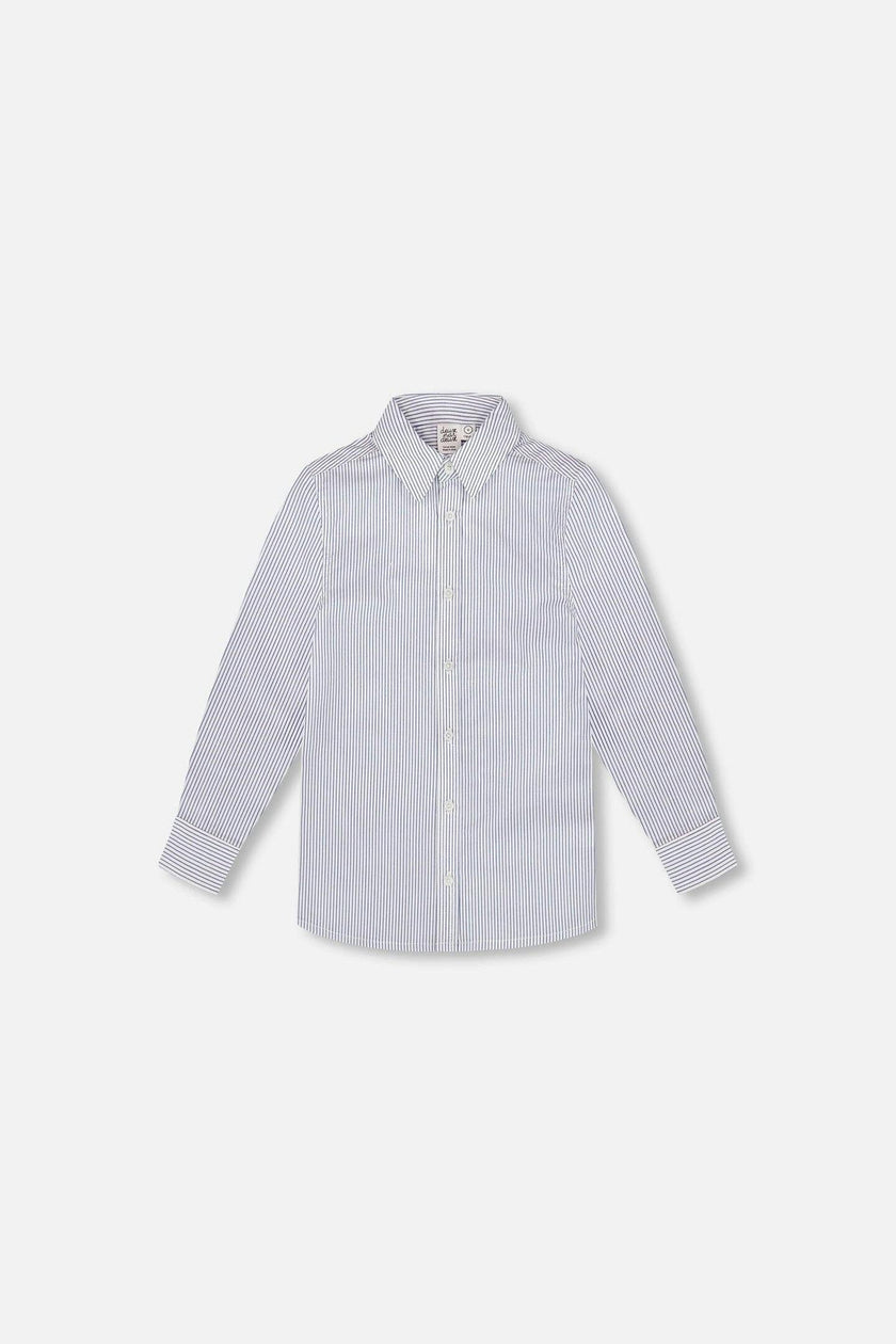 Long Sleeve Button Down Shirt Navy Blue Stripes