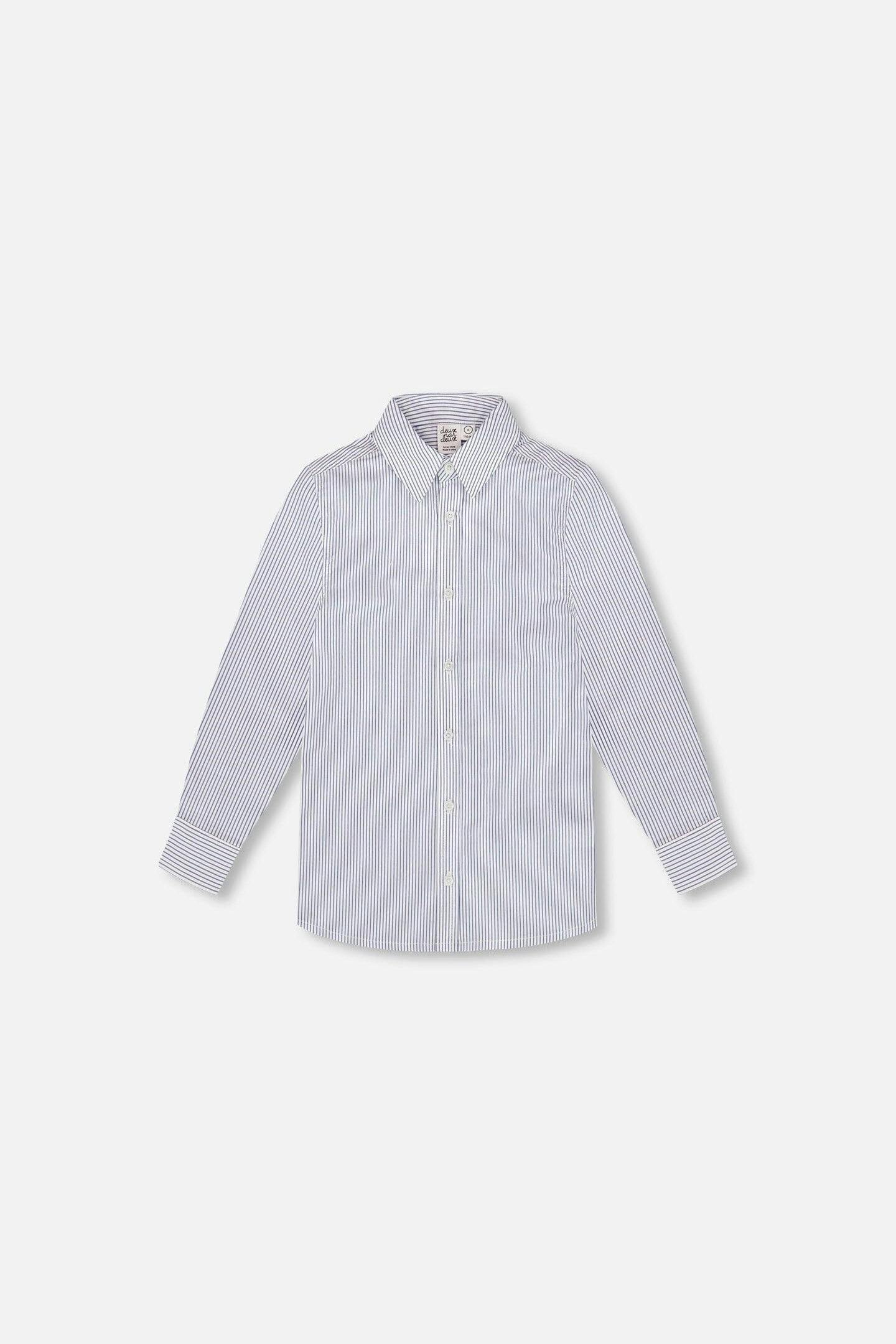 Long Sleeve Button Down Shirt Navy Blue Stripes